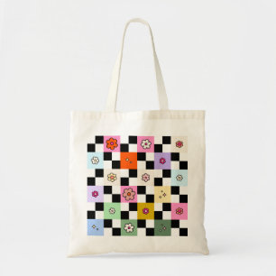 Bolso De Tela Comprobación de la flor de las mareas de cuadros r
