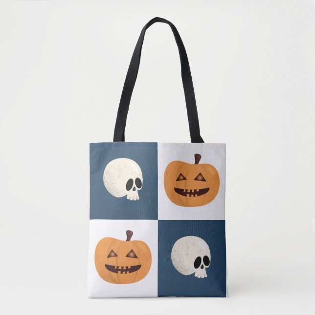Bolso De Tela Comprobaciones de calaveras y calabazas (Anverso)