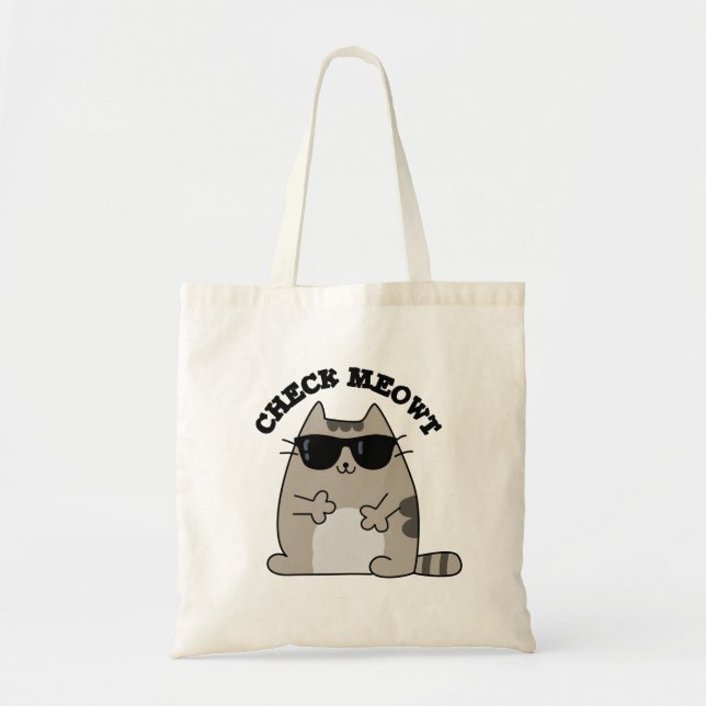 Bolso De Tela Comprobar Meowt Funny Guay Cat Pun (Frente)