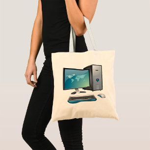 Bolso De Tela Computadora de escritorio con monitor, teclado y r