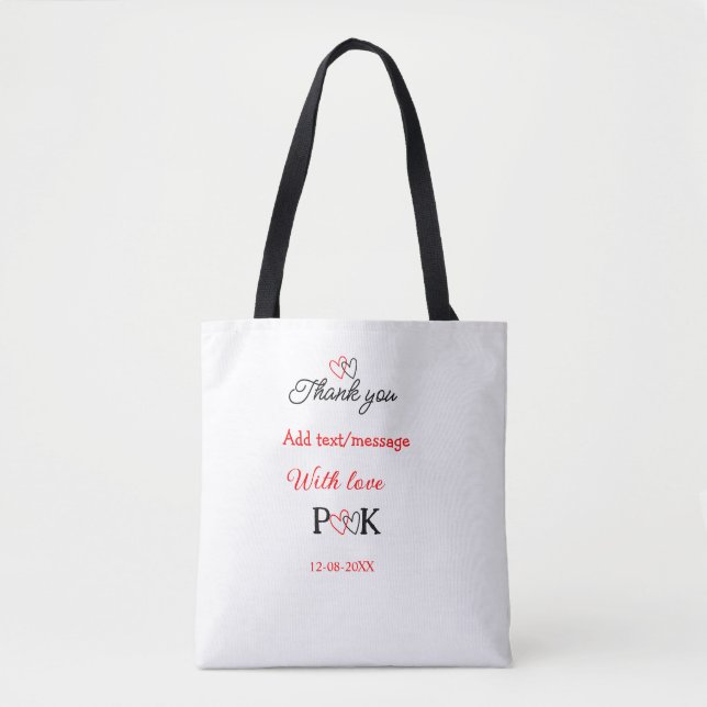 Bolso De Tela Con amor añadir letra de nombre de pareja gracias  (Anverso)