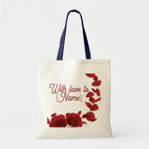 Bolso De Tela "Con amor Rosa personalizado Tote Petal