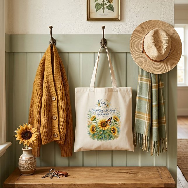 Bolso De Tela Con Dios, monograma de girasoles (Subido por el creador)