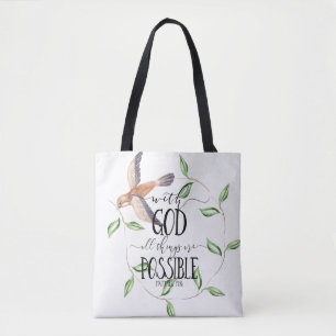 Bolso De Tela Con Dios todas las cosas son posibles