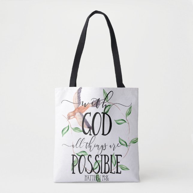 Bolso De Tela Con dios todas las cosas son posibles (Anverso)