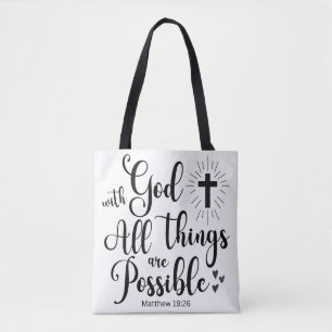 Bolso De Tela Con Dios todas las cosas son posibles - Mateo 19:2