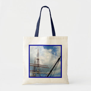 Bolso De Tela Con el aparejo con la frontera azul