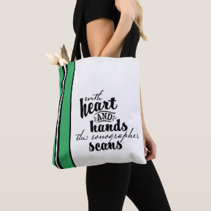 Bolso De Tela Con el corazón y las manos el sonógrafo escanea