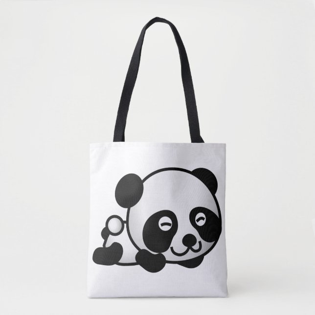 Bolso de tela con estampado integral. Panda. (Anverso)