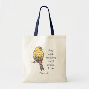 Bolso De Tela Con mi canción lo alabo Biblia Scripting Bird
