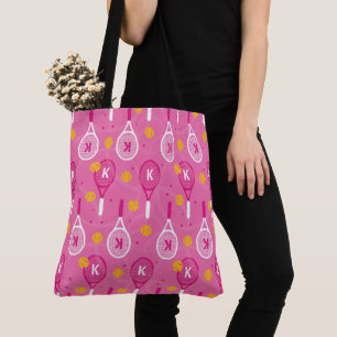 Bolso De Tela 😍 Con raquetas de tenis blancas y rosas monogra