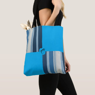 Bolso De Tela Con rayas azules personalizadas