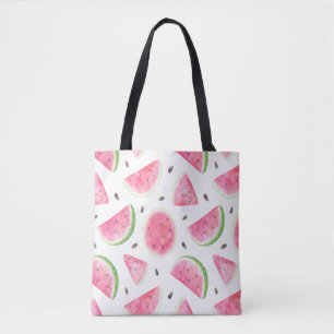 Bolso de tela con sandía en acuarela adorable