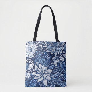 bolso de tela con tapiz de pétalo índigo