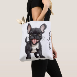 Bolso De Tela 🐶 Con texto personalizado, cachorro francés