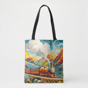 Bolso De Tela Concepto de tren locomotor Abstracto Paisaje color