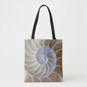 Bolso De Tela Concha Nautilus Espiral dorada