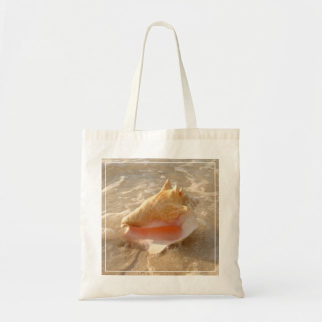 Bolso De Tela Concha Shell en arena en la playa tropical (Frente)