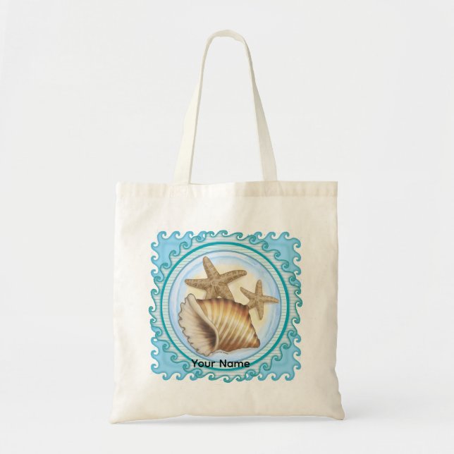 Bolso De Tela Concha y Estrella de Mar (Frente)