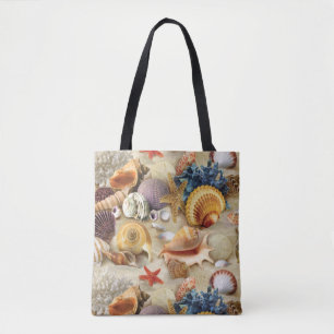 Bolso De Tela conchas marinas en la playa
