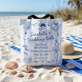 Bolso De Tela Conchas marinas y campanas de boda Fiesta de solte
