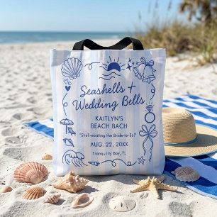 Bolso De Tela Conchas marinas y campanas de boda Fiesta de solte