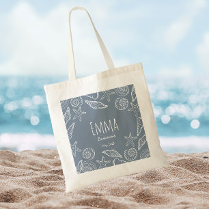 Bolso De Tela Conchas Marinas y Estrellas de Mar Editables Damas