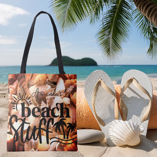 Bolso De Tela Conchas personalizadas "Cosas de playa" 