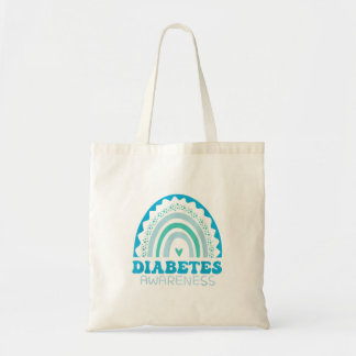 Bolso De Tela Conciencia de Diabetes Arcoíris Azul
