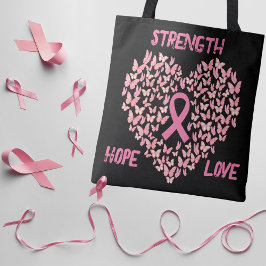 Bolso De Tela Conciencia del cáncer de mama Corazón de mariposa
