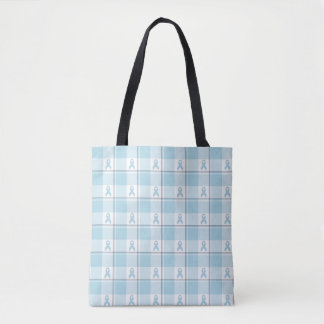 Bolso De Tela Conciencia del Cáncer de Mesotelioma Cuadros Azul