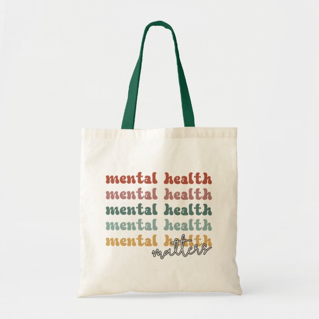 Bolso De Tela Conciencia retro sobre la salud mental (Frente)