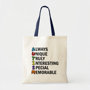Bolso De Tela Conciencia sobre autismo Poema artístico de palabr