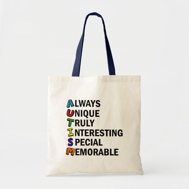 Bolso De Tela Conciencia sobre autismo Poema artístico de palabr (Frente)