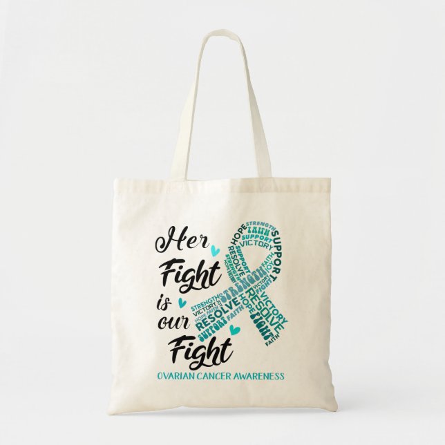 Bolso De Tela Conciencia sobre el cáncer de ovario Su lucha es n (Frente)