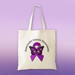 Bolso De Tela Conciencia sobre el cáncer de páncreas Mariposa