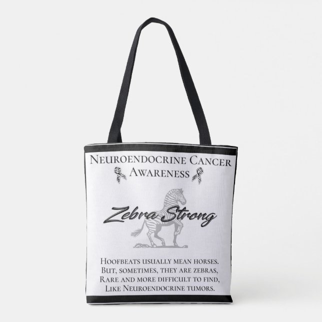 Bolso De Tela Conciencia sobre el cáncer neuroendocrino Cebra fu (Reverso)