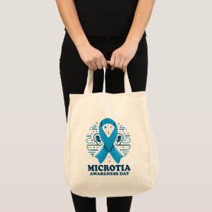 Bolso De Tela Conciencia sobre la microtia Día nacional Cinta az