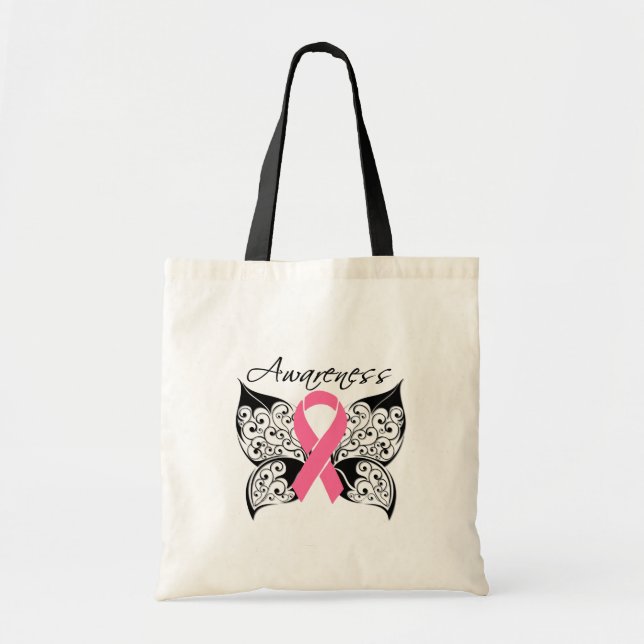 Bolso De Tela Conciencia sobre las mariposas tatuadas - Cáncer d (Frente)