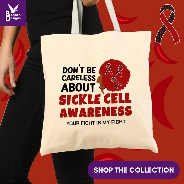 Bolso De Tela CONCIENCIAS ENFERMEDADAS DE LAS CÉLULAS: no sea un (Stylish SICKLE CELL AWARENESS Don't Be Careless tote bag with CUSTOMIZABLE TEXT )