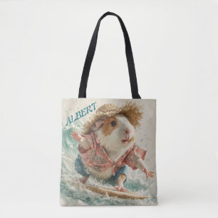 Bolso De Tela Conejillo de Indias Albert El Surfista Atrapando O