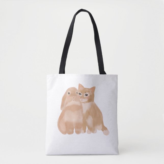 Bolso De Tela ¡conejita y gato! (Anverso)