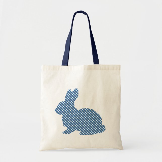 Bolso De Tela Conejito azul de la tela escocesa (Frente)