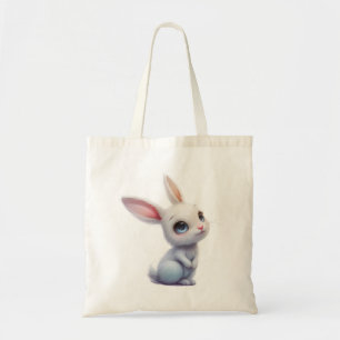 Bolso De Tela Conejito blanco lindo con ojos azules grandes