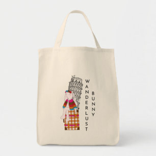Bolso De Tela Conejito de dibujos animados viajando de vacacione