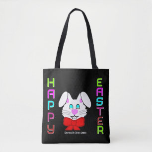 Bolso De Tela Conejito de pascua alegre feliz todo encima -