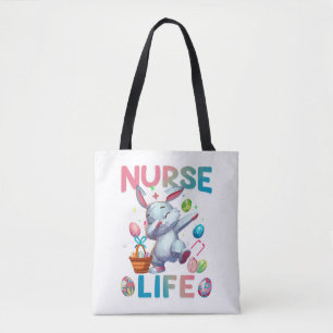 Bolso De Tela Conejito de Pascua de la vida de enfermera linda D