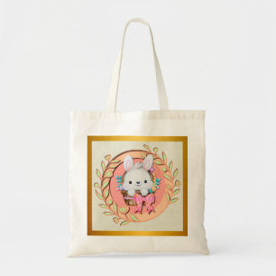 Bolso De Tela Conejito de Pascua sentado en la cesta