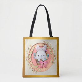 Bolso De Tela Conejito de Pascua sentado en la cesta
