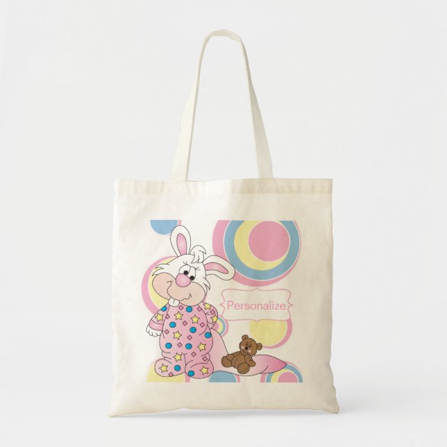 Bolso De Tela Conejito dulce del bebé con los puntos rosados (Frente)